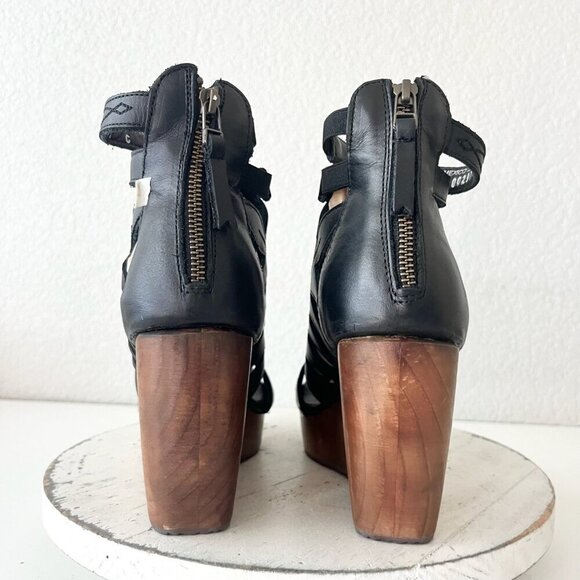 NEW Lane Boots BECCA Womens Black Wedges 8.5 Western Sandals Cowgirl Leather - Picture 3 of 11